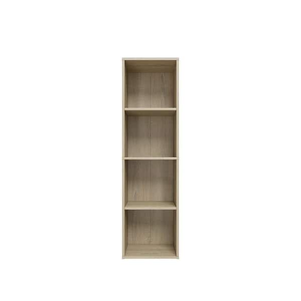 41.93 in. Tall Natural Oak Wood 4-Shelf Etagere Bookcase with Adjustable Shelves