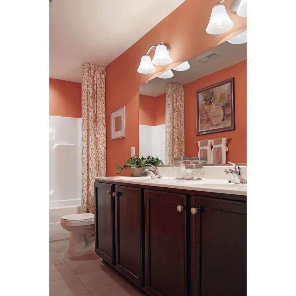 Bravo Brushed Nickel 2-Light Vanity Fixture with Etched Glass Shades