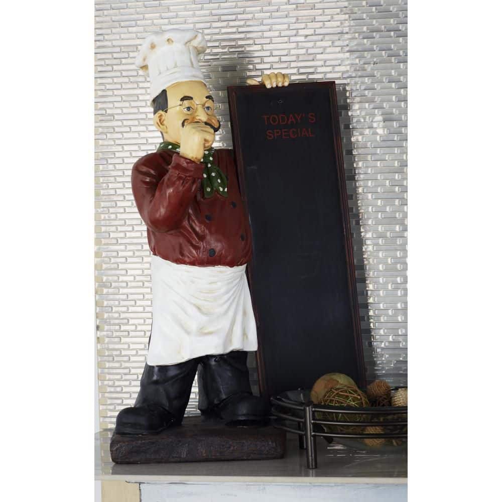 Classic Chef Figurine with Chalkboard in Multi Colors