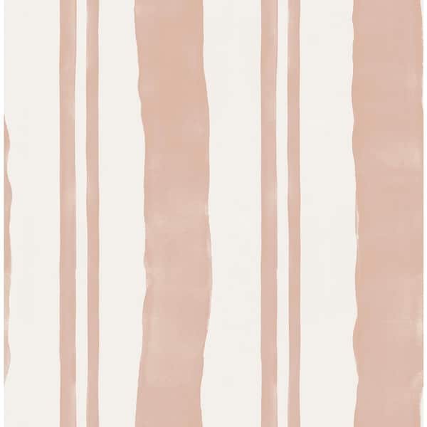 RoomMates Mr. Kate Winston Watercolor Stripe Matte Vinyl Pink Peel and Stick Wallpaper