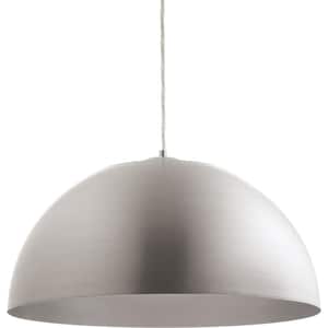 Dome Collection 22 in. 29-Watt Satin Aluminum Integrated LED Modern Cord Hung Kitchen Pendant