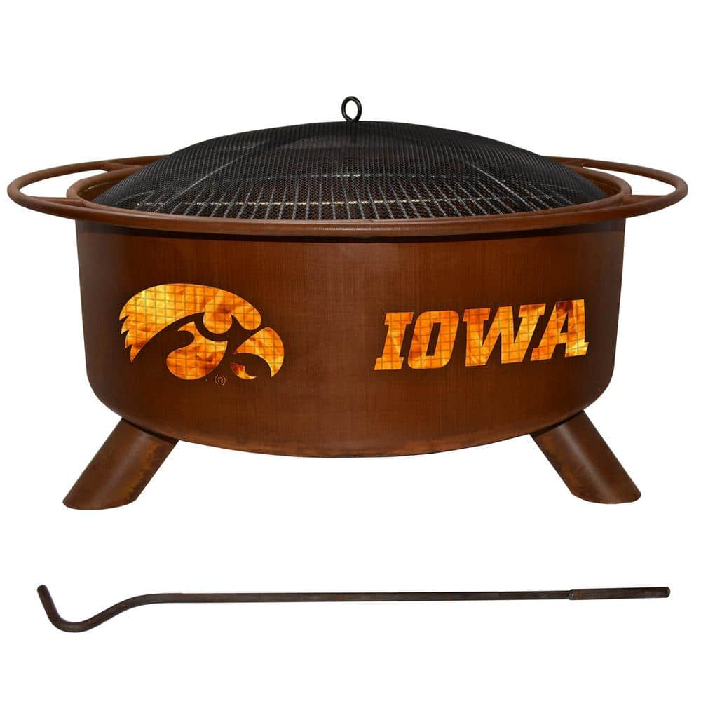 Round Steel Wood Burning Rust Fire Pit, Landmann Fire Pit And Grill