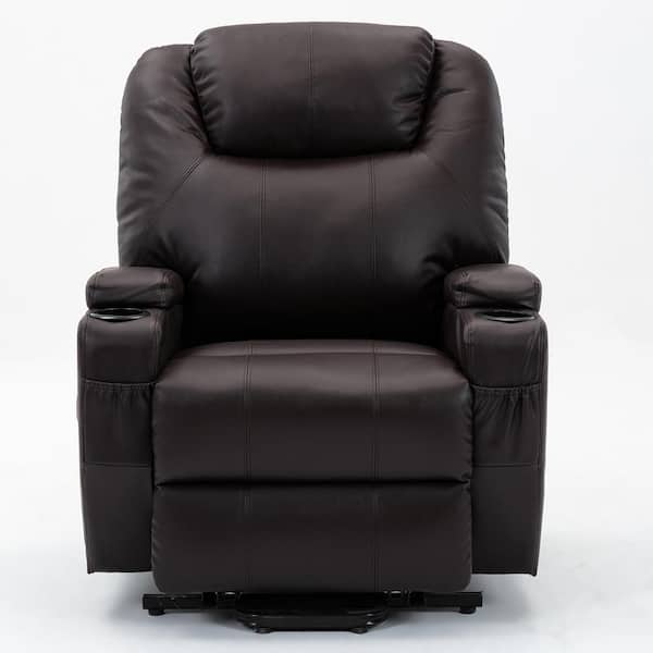 32 in. Lift or Tilt Leather Massage Recliner with 8 Vibrating Massage ...