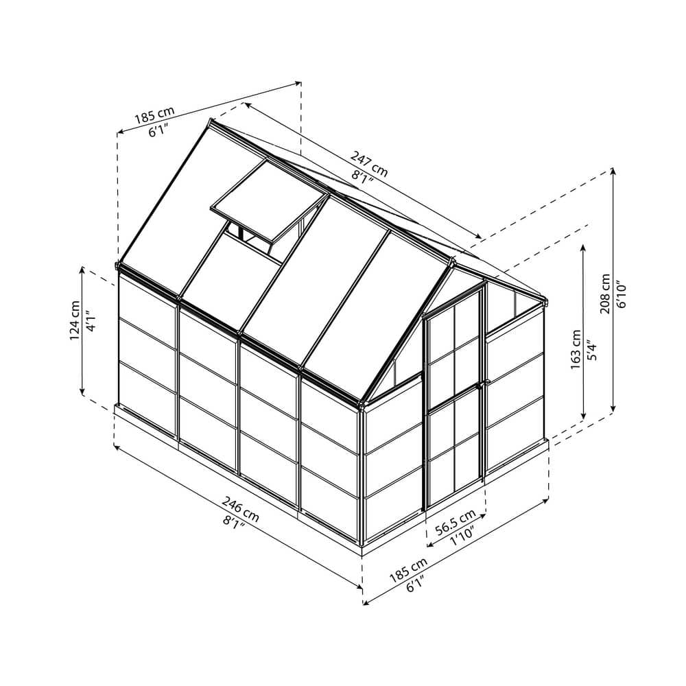 Hybrid Green Polycarbonate and Aluminum Walk-In Greenhouse