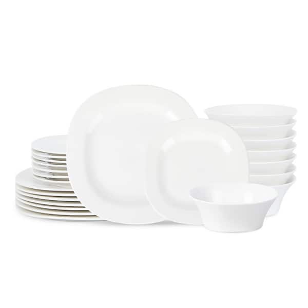 Quadro 24-Piece White Porcelain Dinnerware Set (Service for 8)