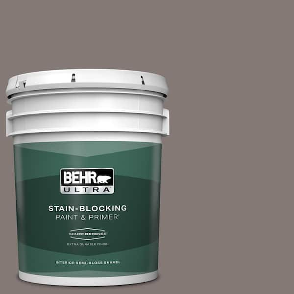 BEHR ULTRA 5 gal. #N140-5 Complex Gray Extra Durable Semi-Gloss Enamel Interior Paint & Primer