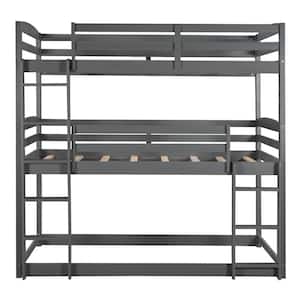 Gray Twin Over Twin Over Twin Triple Bunk Bed