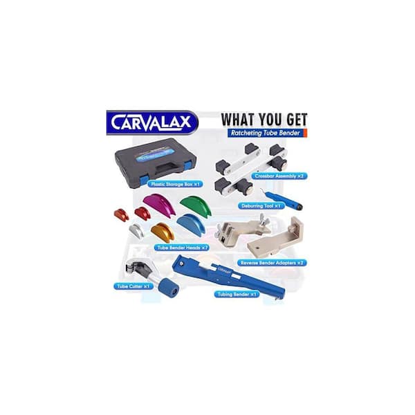 YICHUHAOXI 1/4–7/8 Pipe Tube Bender Kit 7 Color-Coded Aluminum Heads Reverse Bend Adapters Cutter Deburring Blue 62527fph005