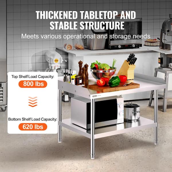 VEVOR 30 in. x 36 x 26 in. Silver Stainless Steel Commercial