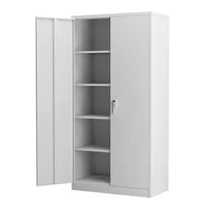 36 in. W x 72 in. H x 18 in. D Metal Garage Storage Cabinet with 4 Shelves 2-Doors, Freestanding Cabinet in Grey