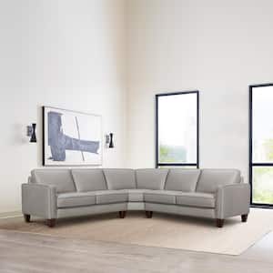 Summit 99 in. 3-piece Leather L-Shape Sectional Sofa in. Greige