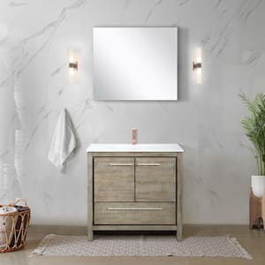 Lafarre 36 in W x 20 in D Rustic Acacia Bath Vanity, Cultured Marble Top and Rose Gold Faucet Set