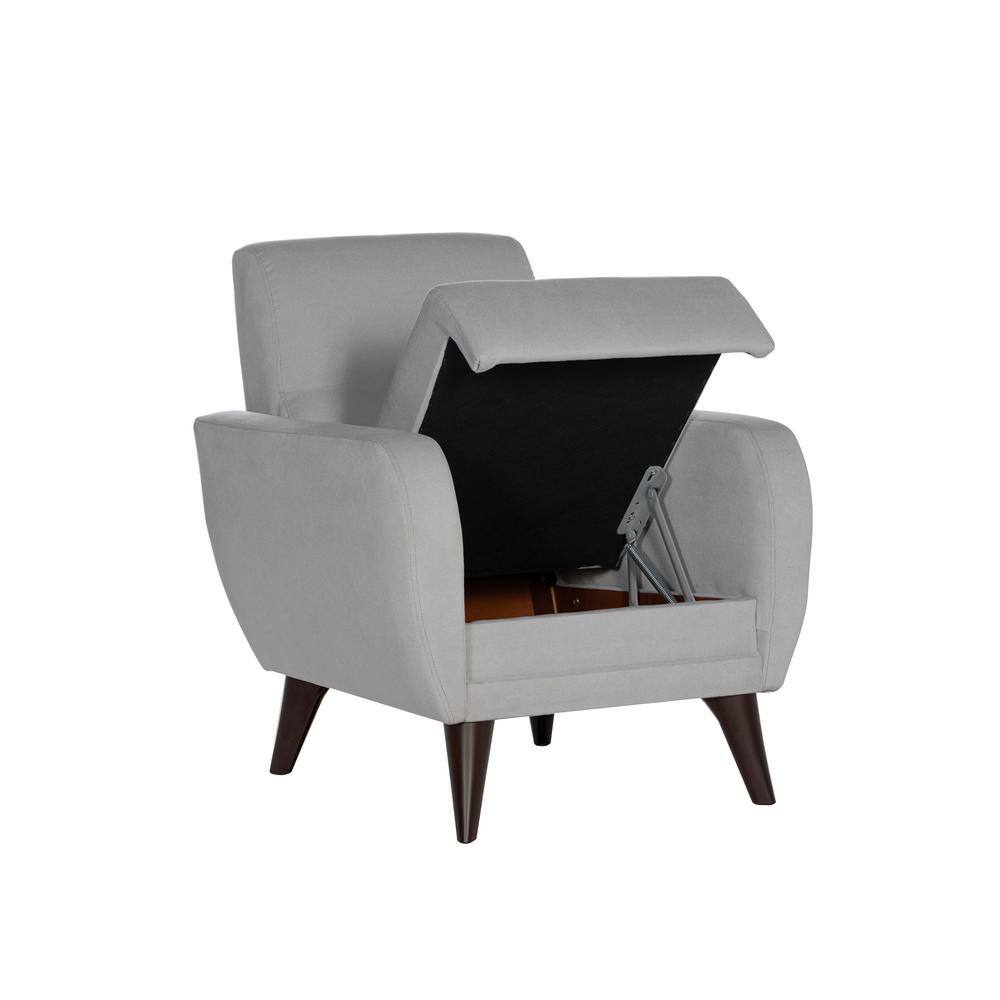 Modern Light Gray Metal Accent Chair with Storage