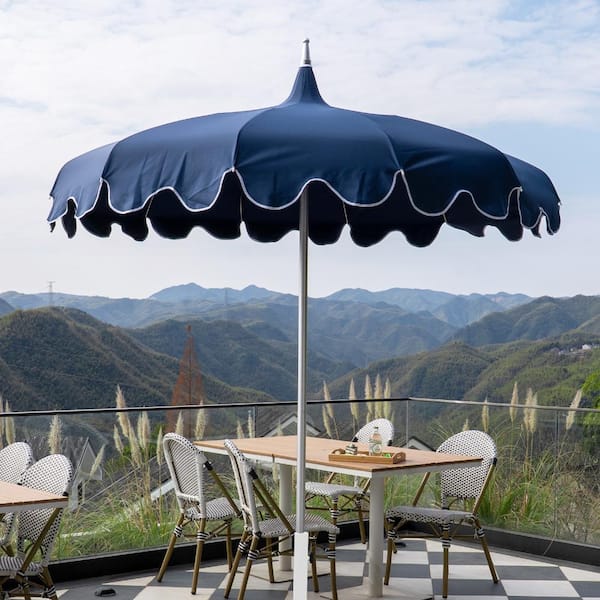 7 ft navy blue patio umbrella Garsing 7FT Outdoor Navy Curve Pagoda Market Patio Umbrella - UPF 50+,  Heavy Duty Aluminum Frame, for Garden Poolside F-7Ft-Pagoda Curve-Navy Blue