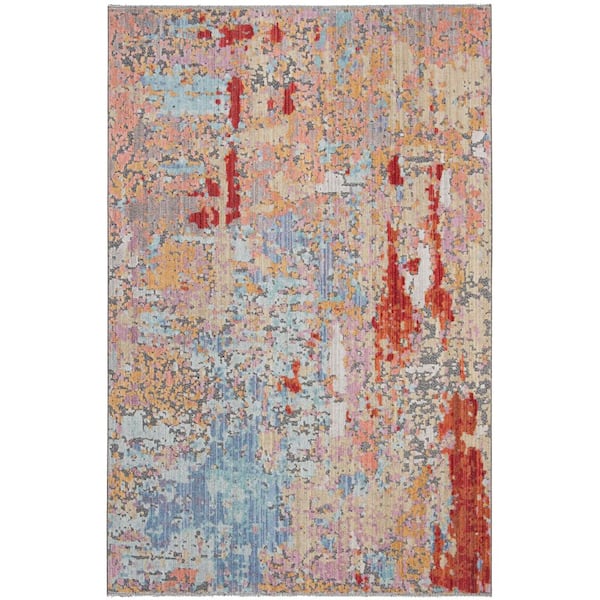 Provance 5 ft. x 8 ft. Yellow/Red Distressed Area Rug