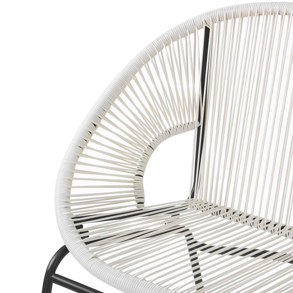White Wicker and Metal Two-Seater Outdoor Loveseat