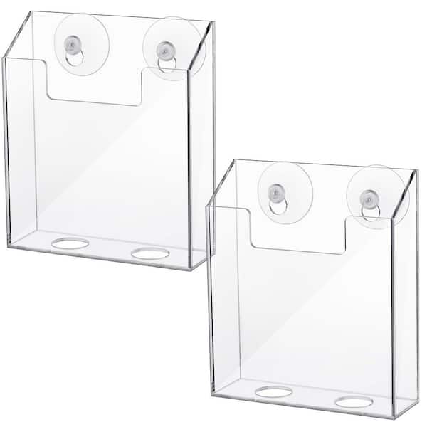 Clear 7. 25 in. x 2 in. Plastic Suction Cup Magazine Rack