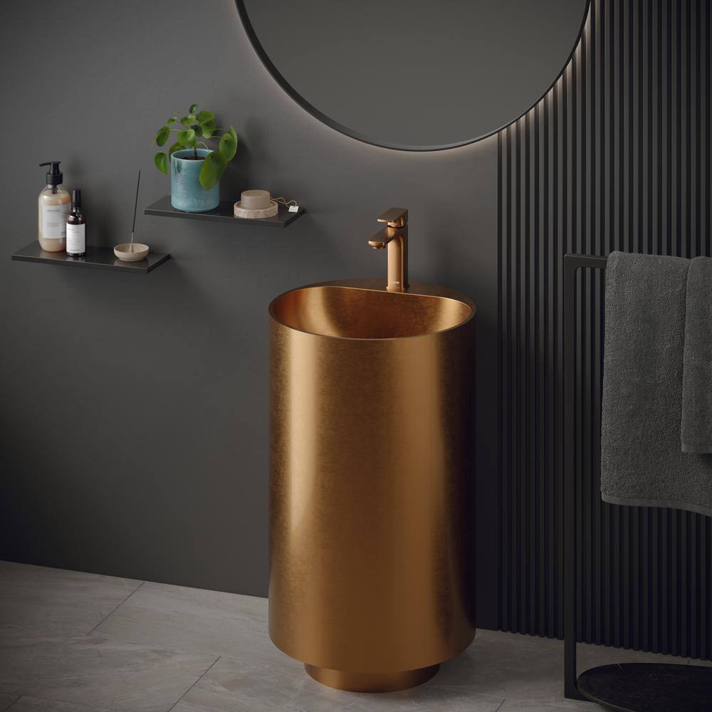 Karran Brushed Copper 16.5'' Stainless Steel Pedestal Sink