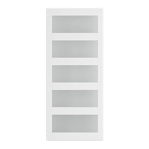 SOCBAZZAR 48 in. x 84 in. 5 Solid Core Frosted White Glass Finished Interior Barn Door Slab