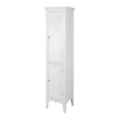 Simon 15 in. W x 63 in. H x 13-1/4 in. D Bathroom Linen Storage Floor Cabinet with 2-Shutter Doors in White