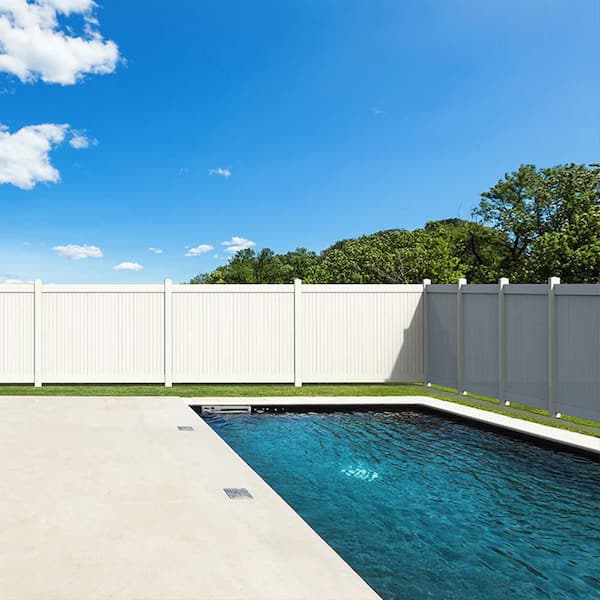 72.00 in. White Vinyl Privacy Fence Panels Full Set of 2-Pieces