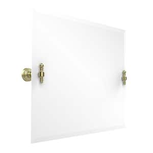 Retro-Wave Collection 26 in. x 21 in. Rectangular Landscape Single Tilt Mirror with Beveled Edge in Satin Brass