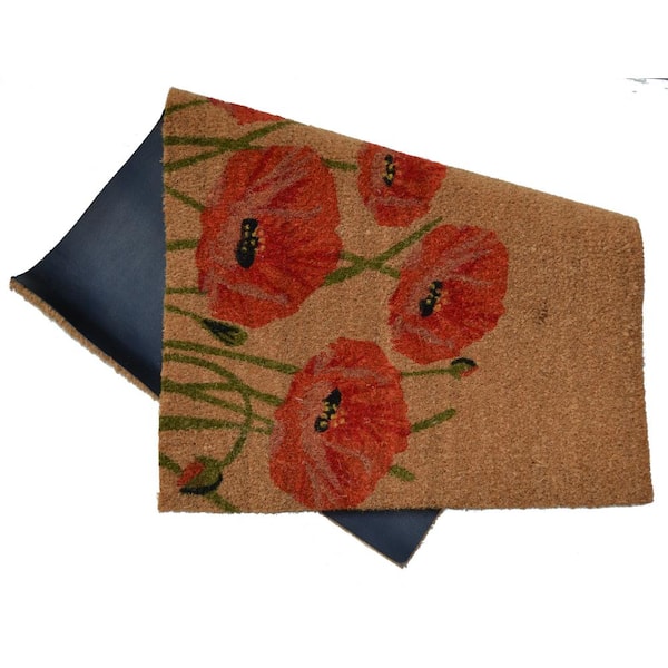 Vinyl Back Mat Poppy 36 in. x 24 in. Coir Door Mat