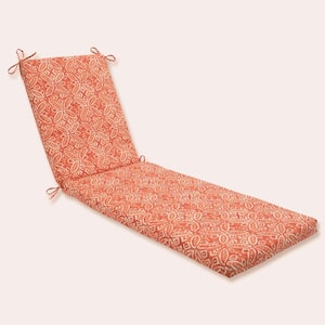 23 x 30 Outdoor Chaise Lounge Cushion in Orange/Ivory Merida