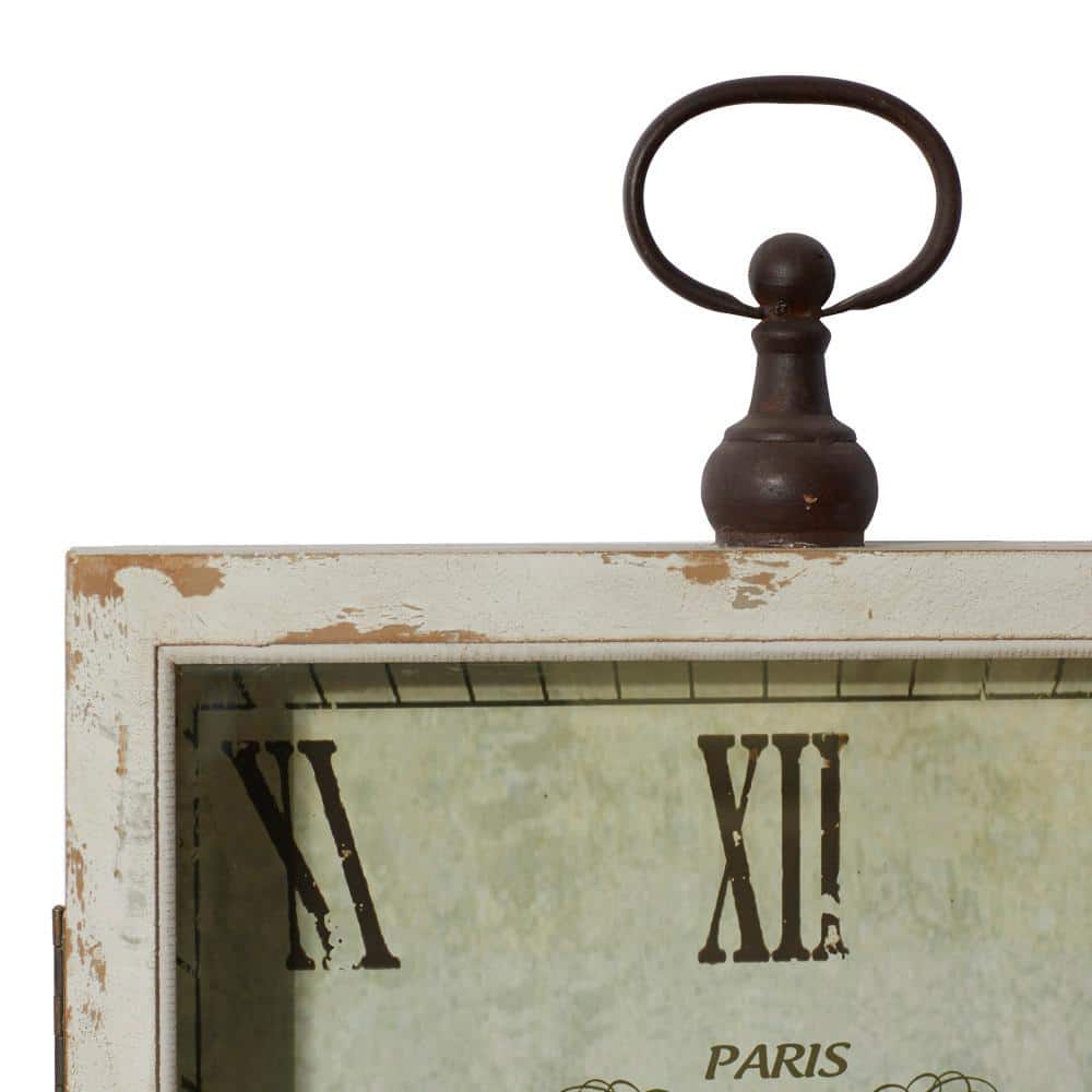 34" White Distressed Wood Pocket Watch Style Wall Clock
