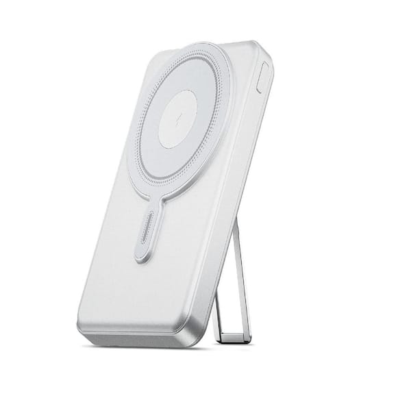 EKIEUDL Wireless Portable Magsafe Powerbank with Stand and Cables in White