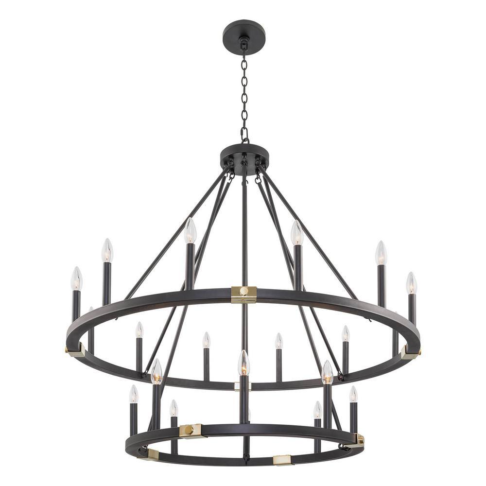 Kira Home Jericho 60-Watt 20-Light Black Farmhouse Chandelier, No Bulb ...