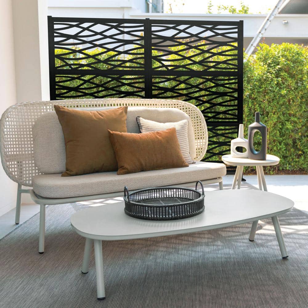 Black Polyethylene Wave Decorative Privacy Screen Panel