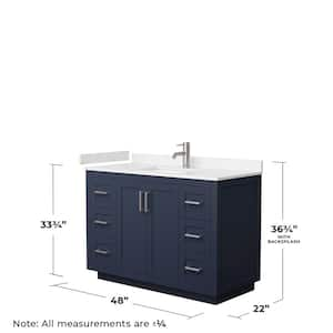 Miranda 48 in. W Single Bath Vanity in Dark Blue with Cultured Marble Vanity Top in Light-Vein Carrara with White Basin