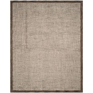 Abstract Brown/Ivory 10 ft. x 14 ft. Border Distressed Area Rug