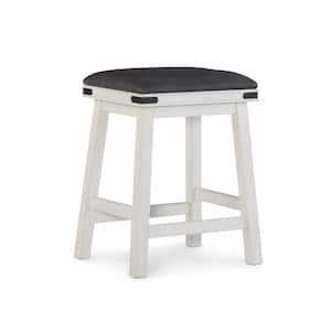 Blashaw White Frame with Grey Padded Upholstered Seat Backless Counter Stool