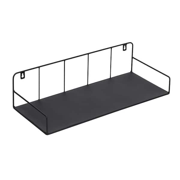 Honey-Can-Do 6 in. H x 24 in. W x 10 in. D Steel Floating Shelf for Laundry Room Wall or Over-the-Door in Black