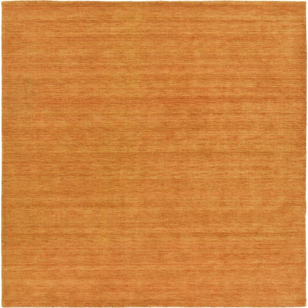 Unique Loom Solid Gava Solid Orange 9' 10 x 9' 10 Square Rug