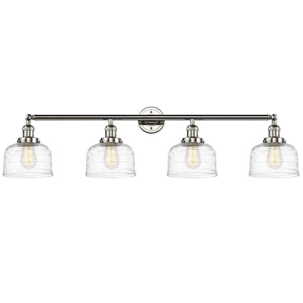 Bell 44 in. 4-Light Polished Nickel Vanity Light with Glass Shade