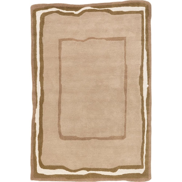 Contessa Bordered Wool Taupe 8 ft. x 10 ft. Indoor/Outdoor Patio Area Rug
