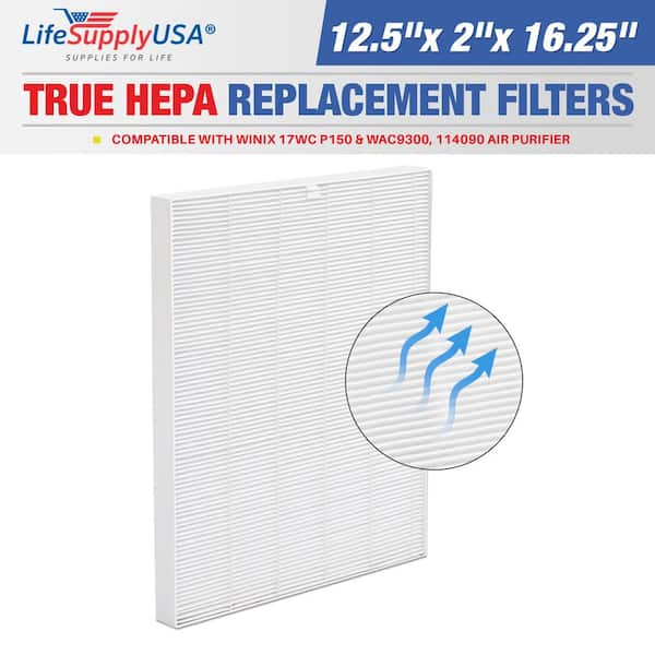 LifeSupplyUSA True HEPA Filter Replacement Compatible with Winix 17WC P150 And WAC9300, 114090 Air Purifier