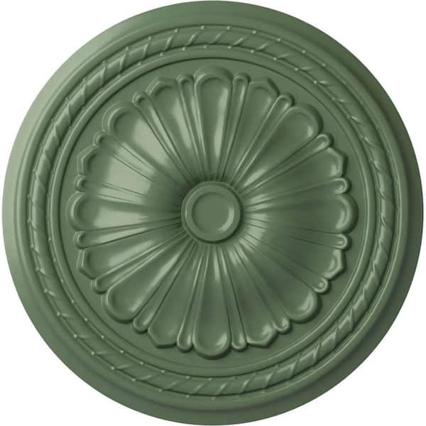 Ekena Millwork 20-1/2" x 1-7/8" Alexa Urethane Ceiling (Fits Canopies upto 2-7/8"), Hand-Painted Athenian Green