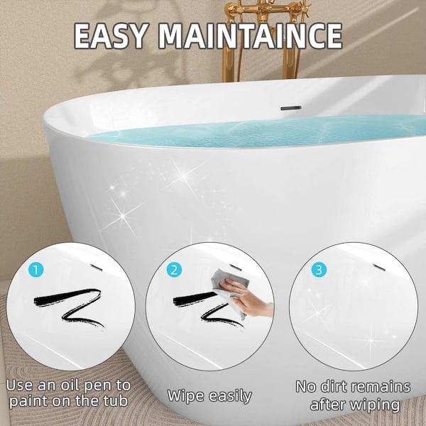 Zeafive Zey 59 in. x 30 in. Acrylic Freestanding Soaking