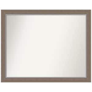 Eva Brown Narrow 31.25 in. x 25.25 in. Non-Beveled Farmhouse Rectangle Framed Wall Mirror in Brown