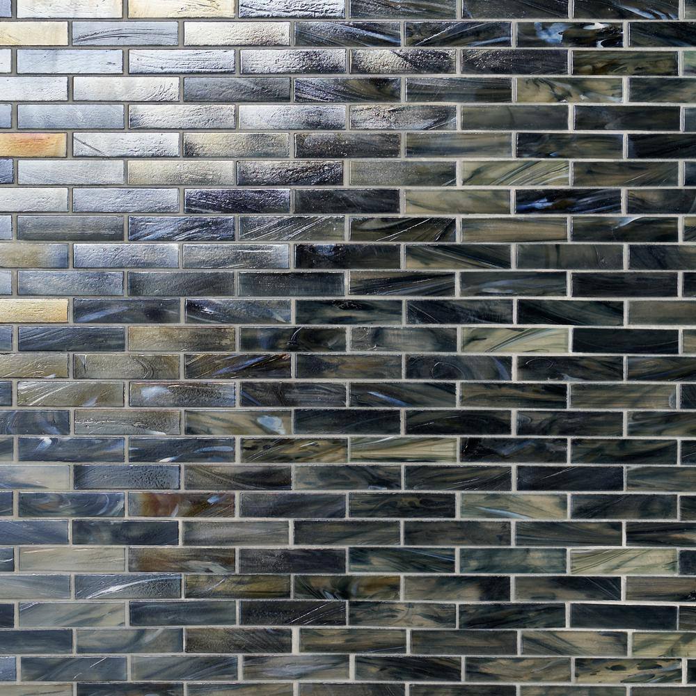 Night Black Polished Glass Mosaic Wall Tile