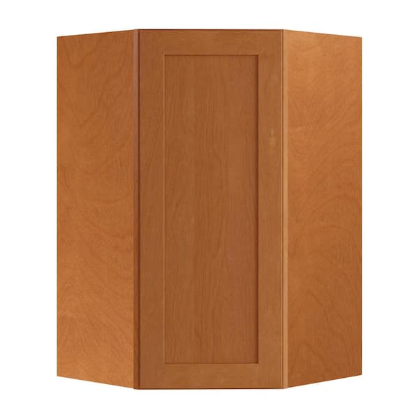 Home Decorators Collection Newport 23 in. W x 15 in. D x 42 in. H Assembled Plywood Diagonal Wall Kitchen Cabinet in Cinnamon with Soft Close