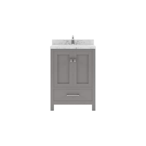 Virtu USA Caroline Avenue 24 in. W x 22 in. D x 35 in. H Single Sink Bath Vanity in Gray with Quartz Top