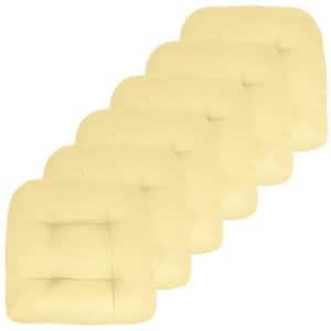 19 in. x 19 in. x 5 in. Solid Tufted Chair Cushion Round U-Shaped, Yellow (6-Pack)