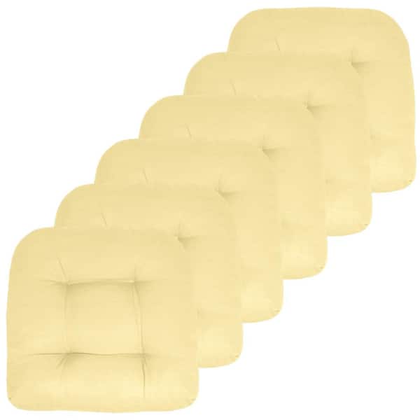 Sweet Home Collection 19 in. x 19 in. x 5 in. Solid Tufted Chair Cushion Round U-Shaped, Yellow (6-Pack)