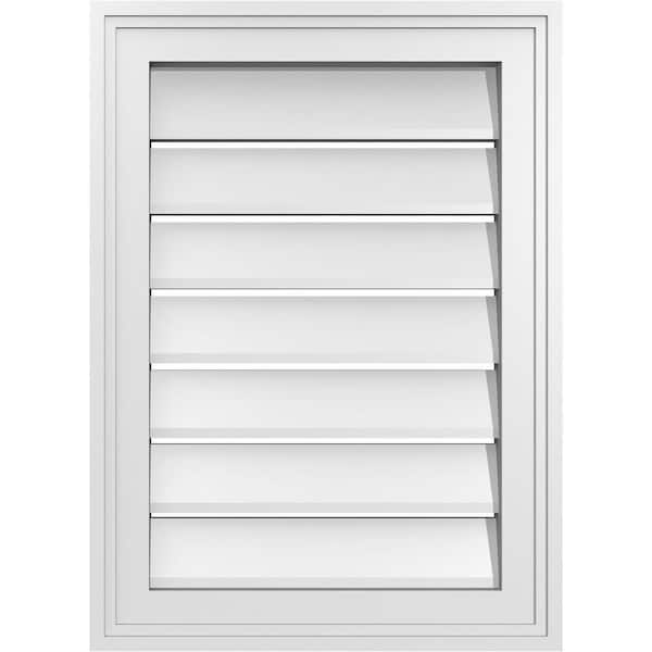 Ekena Millwork 16" x 22" Vertical Surface Mount PVC Gable Vent: Functional with Brickmould Frame