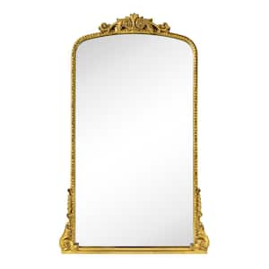 Cummons 30 in. W x 48 in. H Small Baroque Ornate Arched Framed Wall Mounted Bathroom Vanity Mirror in Antiqued Gold